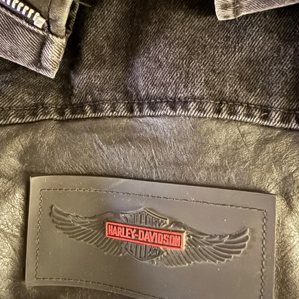 HARLEY DAVIDSON black denim unisex jacket - Picture 8 of 9